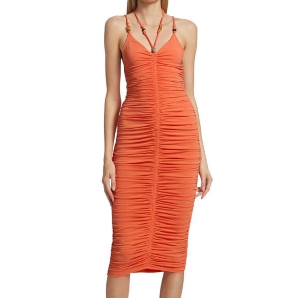 ALC Bead Orange Midi Dress